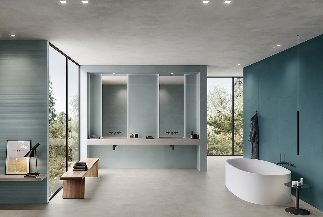 WALL: BOOST COLOR IRIS / NAVY / 3D PLEAT IRIS / FLOOR: BOOST BALANCE PEARL