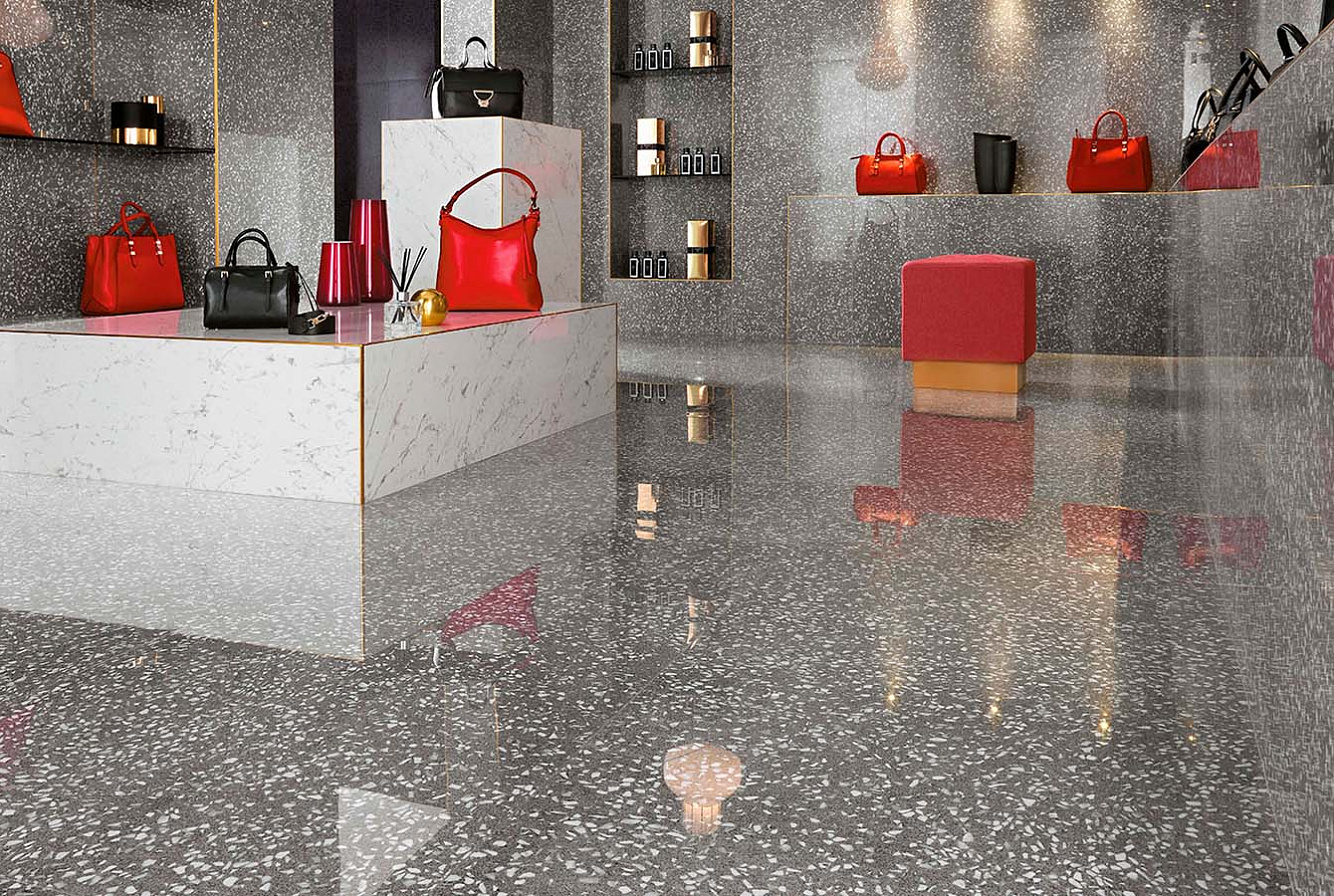 Керамогранит Marvel Carrara Pure Lappato 75x150, Marvel Terrazzo Grey Lappato 75x150, Marvel Terrazzo Black Lappato 75x150